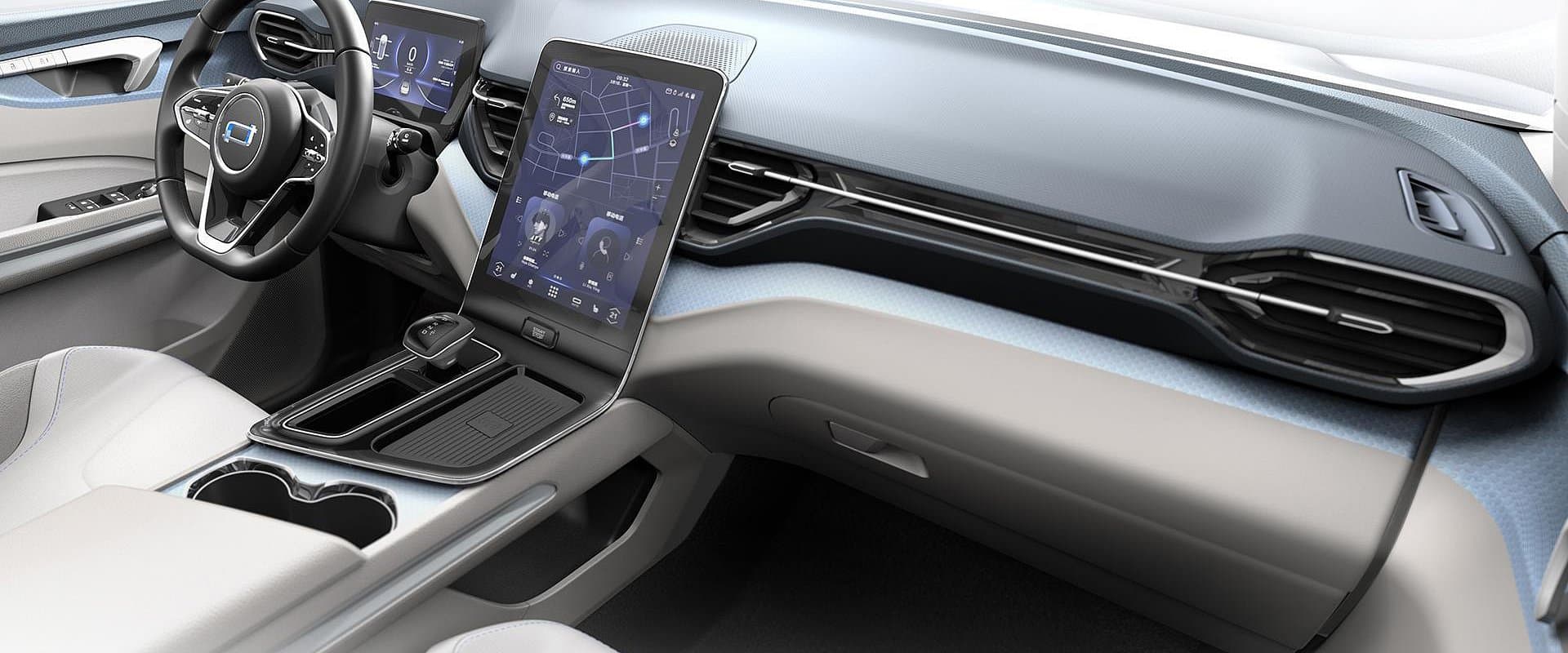 Modern vehicle interior available for travel in Cuba